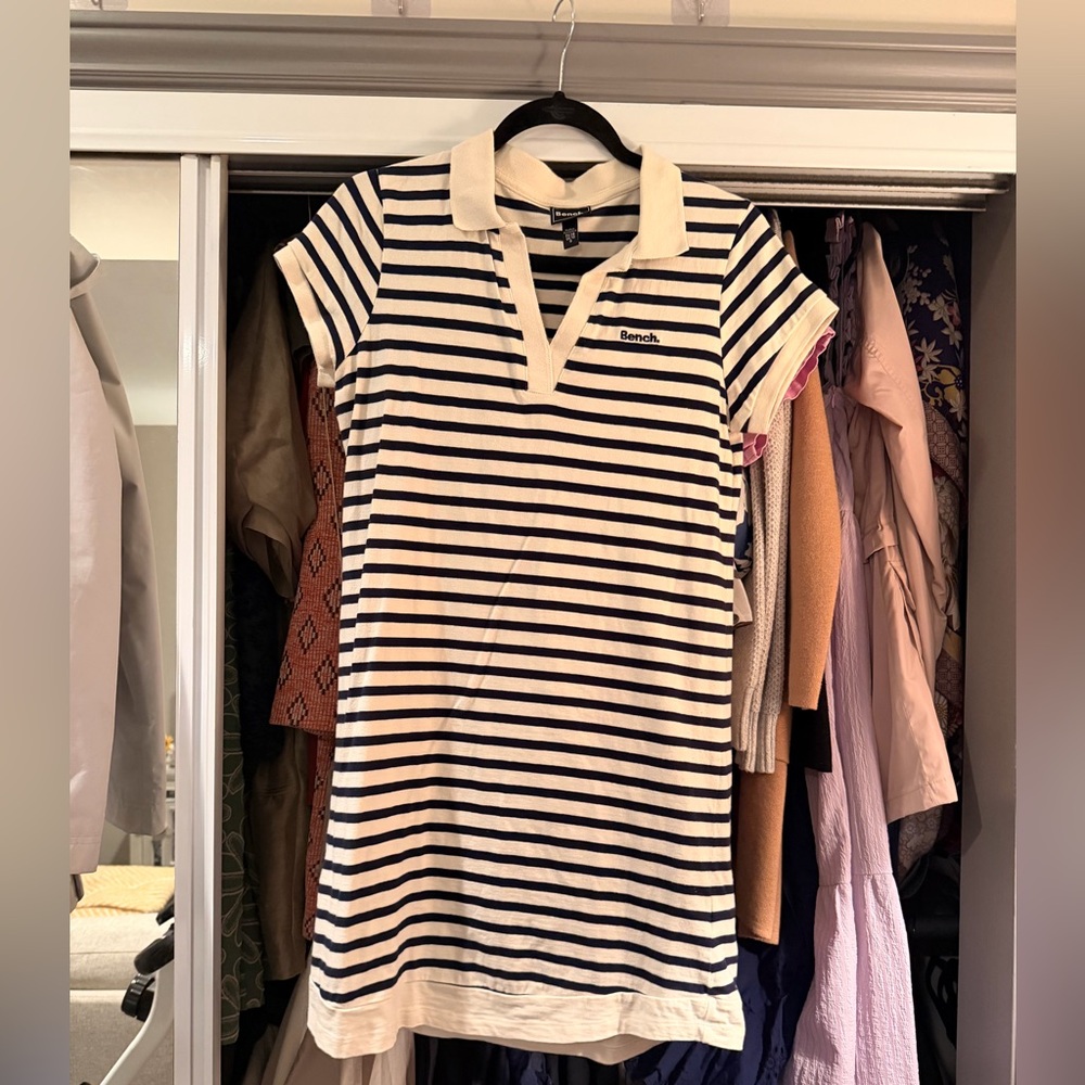 Bench Navy and White Striped Polo Dress